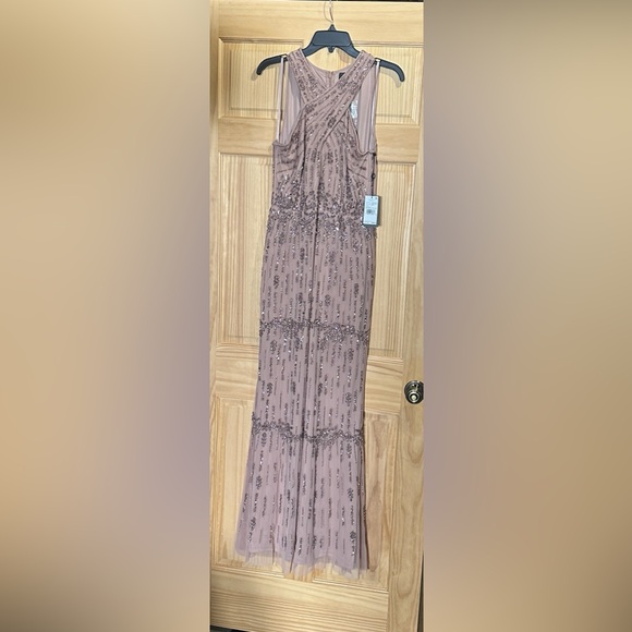 Adrianna Papell Sequin Embellished Maxi Dress in Tan - Picture 2 of 7